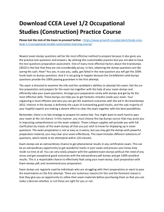 Download CCEA Level 1/2 Occupational Studies (Construction) Practice Course