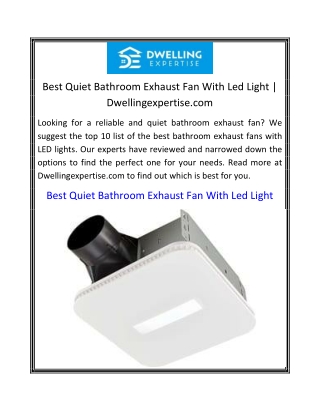 Best Quiet Bathroom Exhaust Fan With Led Light Dwellingexpertise