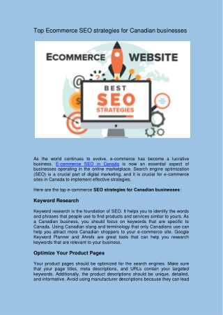 Boost Your Online Store: Top Ecommerce SEO Strategies for Canadian Businesses