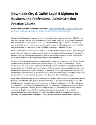 Download City & Guilds Level 4 Diploma In Business and Professional Administrati