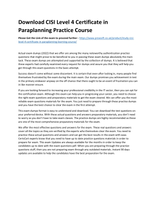 Download CISI Level 4 Certificate in Paraplanning Practice Course