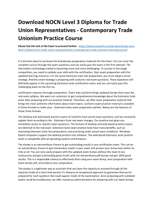 Download NOCN Level 3 Diploma for Trade Union Representatives - Contemporary Tra