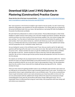 Download GQA Level 2 NVQ Diploma In Plastering (Construction) Practice Course