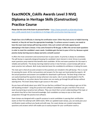 ExactNOCN_Cskills Awards Level 3 NVQ Diploma in Heritage Skills (Construction) P