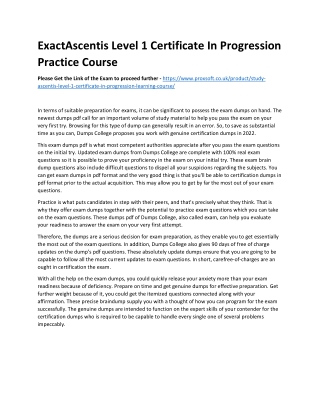 ExactAscentis Level 1 Certificate In Progression Practice Course