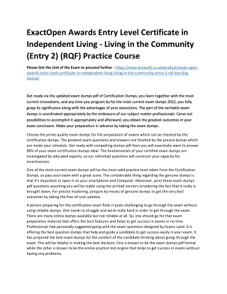 ExactOpen Awards Entry Level Certificate in Independent Living - Living in the C