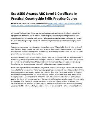 ExactSEG Awards ABC Level 1 Certificate In Practical Countryside Skills Practice