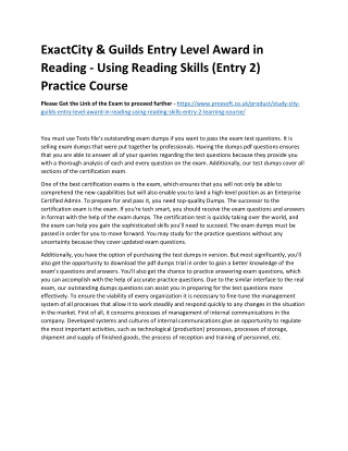 ExactCity & Guilds Entry Level Award in Reading - Using Reading Skills (Entry 2)