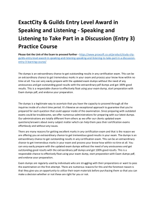 ExactCity & Guilds Entry Level Award in Speaking and Listening - Speaking and Li