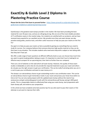 ExactCity & Guilds Level 2 Diploma In Plastering Practice Course