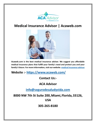 Medical Insurance Advisor | Acaweb.com