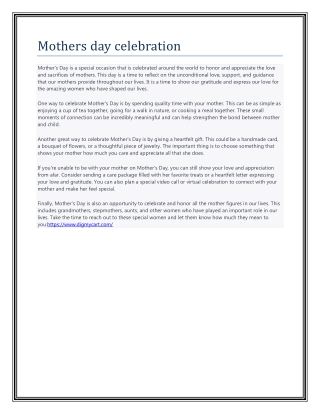 Mothers day celebration pdf