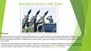 Best Defence Stocks In India To Buy