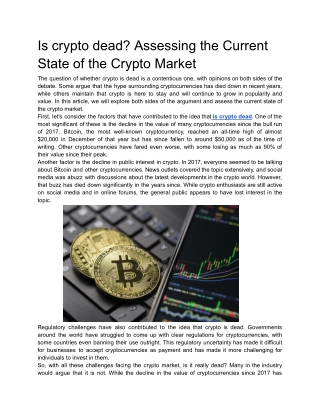 Is crypto dead_ Assessing the Current State of the Crypto Market