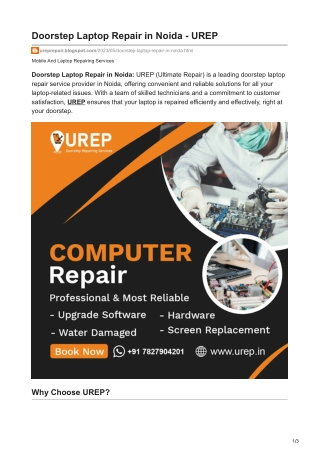 Doorstep Laptop Repair in Noida - UREP