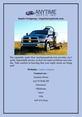 Septic Company  Anytimesepticok.com