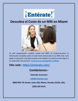 Descubra el Costo de un MRI en Miami