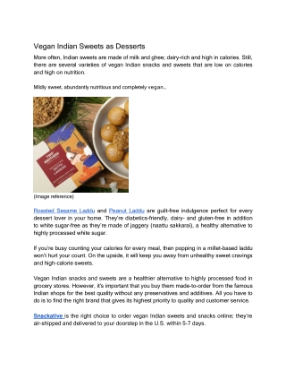 Vegan Indian Sweets as Desserts