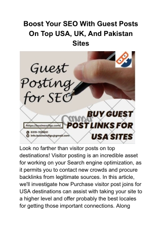 Boost Your SEO With Guest Posts On Top USA, UK, And Pakistan Sites