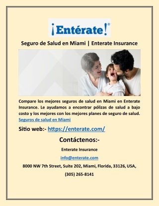 Seguro de Salud en Miami | Enterate Insurance