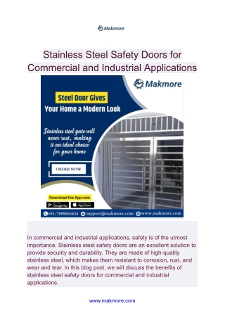 Stainless Steel Safety Doors for Commercial and Industrial Applications