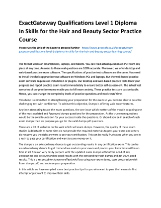 ExactGateway Qualifications Level 1 Diploma In Skills for the Hair and Beauty Se