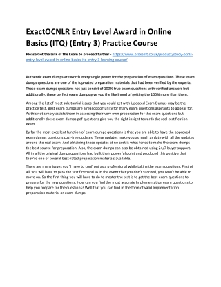 ExactOCNLR Entry Level Award in Online Basics (ITQ) (Entry 3) Practice Course