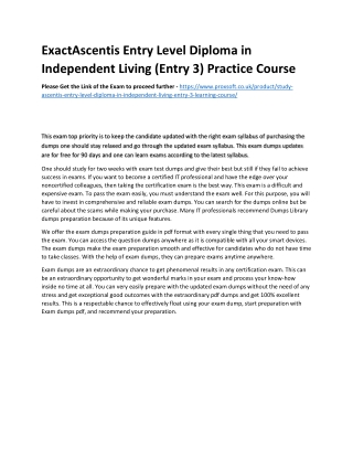 ExactAscentis Entry Level Diploma in Independent Living (Entry 3) Practice Cours