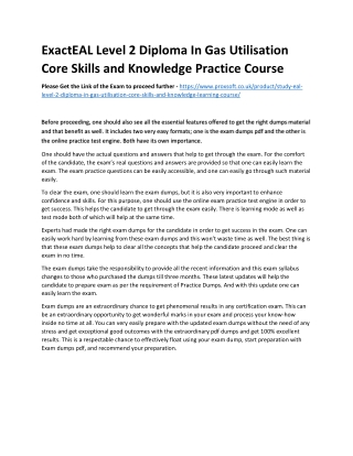 ExactEAL Level 2 Diploma In Gas Utilisation Core Skills and Knowledge Practice C