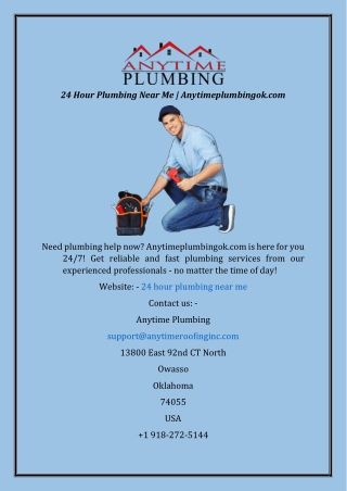 24 Hour Plumbing Near Me  Anytimeplumbingok.com