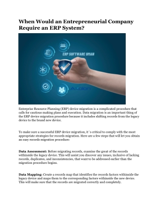 When Would an Entrepreneurial Company Require an ERP System