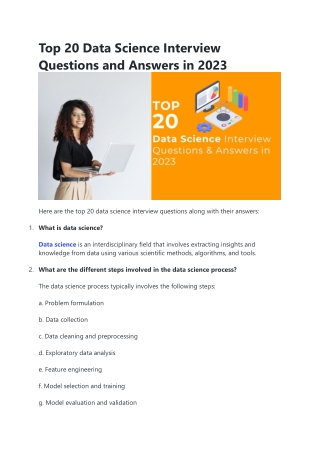 Top 20 Data Science Interview Questions and Answers in 2023