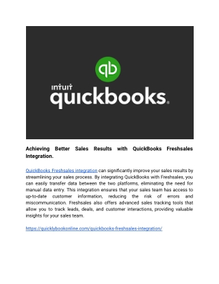 Achieving Better Sales Results with QuickBooks Freshsales Integration