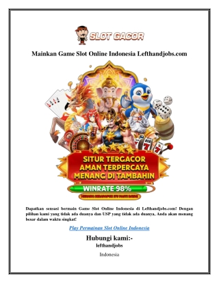 Mainkan Game Slot Online Indonesia Lefthandjobs