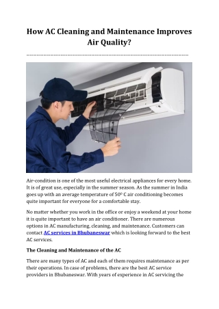 How AC Cleaning and Maintenance Improves Air Quality not done