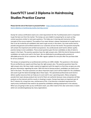 ExactVTCT Level 2 Diploma in Hairdressing Studies Practice Coursei