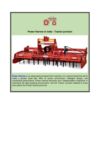 Power Harrow in india - Tractor junction