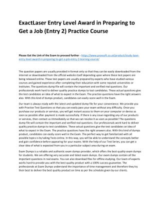 ExactLaser Entry Level Award in Preparing to Get a Job (Entry 2) Practice Course