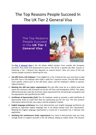 The Top Reasons People Succeed In The UK Tier 2 General Visa