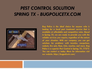 Pest Control Solution Spring TX - bugpolicetx.com