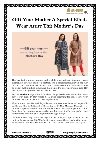 Gift Your Mother A Special Ethnic Wear Attire This Mother’s Day
