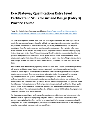 ExactGateway Qualifications Entry Level Certificate In Skills for Art and Design