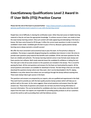 ExactGateway Qualifications Level 2 Award In IT User Skills (ITQ) Practice Cours