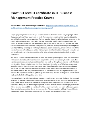 ExactIBO Level 3 Certificate in SL Business Management Practice Course