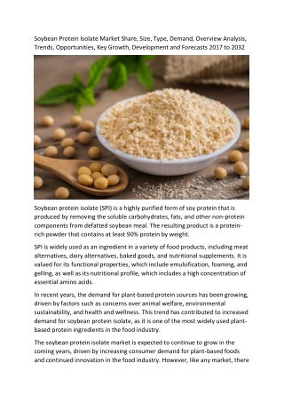 Soybean Protein Isolate market