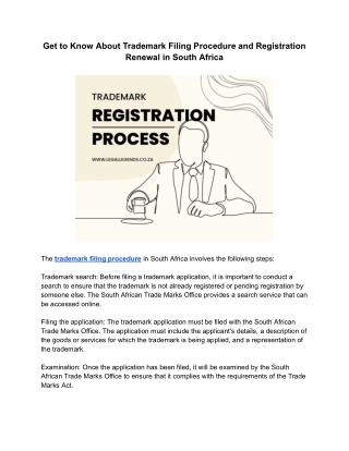 Get to Know About Trademark Filing Procedure and Registration renewal in South Africa