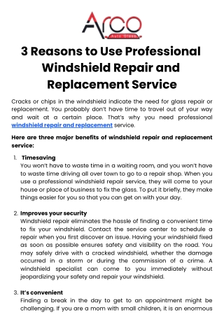3 Reasons to Use Professional Windshield Repair and Replacement Service
