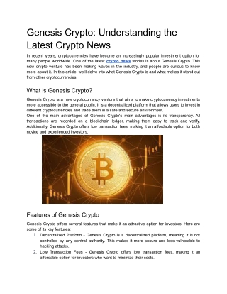 Genesis Crypto_ Understanding the Latest Crypto News