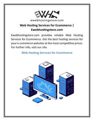 Web Hosting Services for Ecommerce  Ewebhostingstore.com