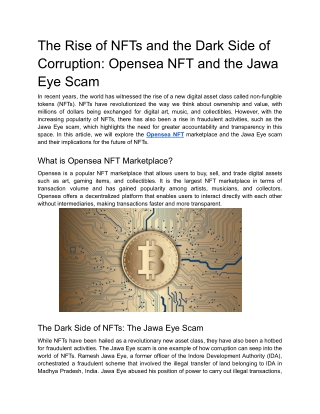 The Rise of NFTs and the Dark Side of Corruption_ Opensea NFT and the Jawa Eye Scam